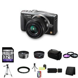 Panasonic Lumix DMC GF6 Mirrorless Micro Four Thirds Digital Camera with 14 42mm f/3.5 5.6 II Lens + 2x Telephoto Lens + Wide Angle Lens + 32GB SDHC Class 10 Memory Card + 46mm 3 Piece Filter Kit + Full Size Tripod + Deluxe Soft Large Camera and Video Case