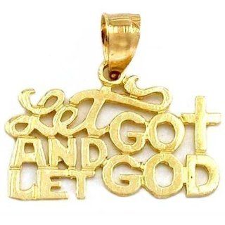 Let Go and Let God Charm 14k Gold 12mm: Jewelry
