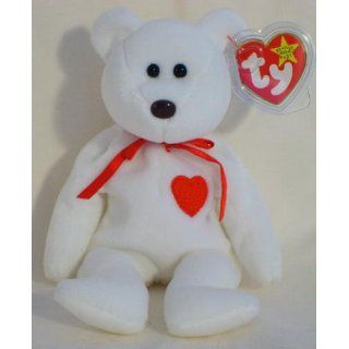 Ty Beanie Babies   Valentino the White Heart Bear: Toys & Games