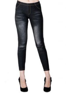 Chic Whiskering Faded Look Jeggings (Blue) at  Womens Clothing store: Leggings Pants