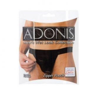 Adonis Mens Wet Look Zipper Pouch   Black: Clothing