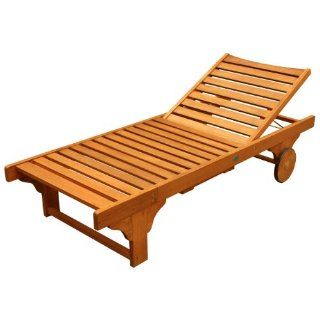 LuuNguyen   Lindy Outdoor Hardwood Chaise Lounge (Natural Wood Finish) : Patio Lounge Chairs : Patio, Lawn & Garden