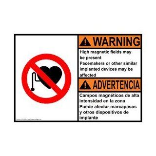 ANSI WARNING High Magnetic Fields Pacemakers Bilingual Sign AWB 8159 : Business And Store Signs : Office Products