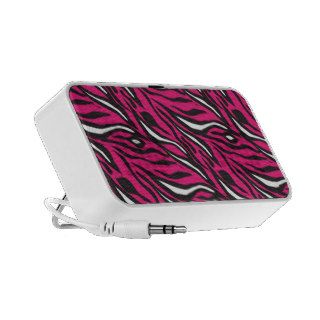Animal Print, Zebra Stripes   Pink White Black Mp3 Speakers