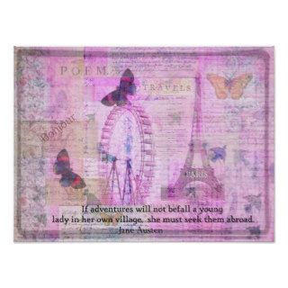 Jane Austen whimsical Travel quotation Print