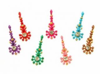 Floral Sari Jewelry Bindi Body Tattoo Dress Accessory Rainbow Pack: World Apparel: Clothing