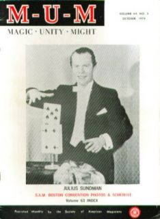 M U M MAGIC UNITY MIGHT Magic Magazine Julius Sundman Boston Convention 10 1974: Entertainment Collectibles