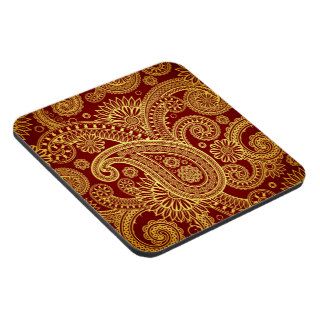 Oriental Persian Paisley, Swirls   Red Yellow Drink Coaster