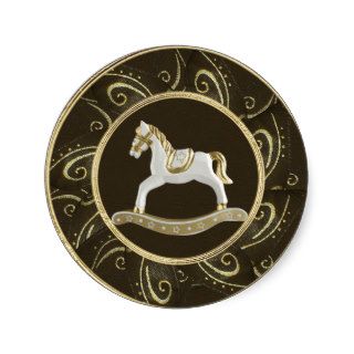 Classy Vintage Rocking Horse Festive Stickers