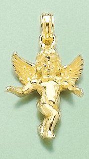 14k Gold Religious Necklace Charm Pendant, 3d Guardian Angel Million Charms Jewelry