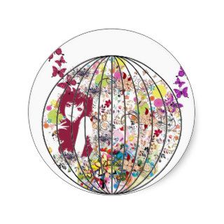 Flower Cage Round Sticker