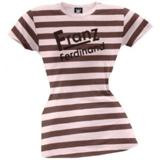 Franz Ferdinand   Logo Jail Stripe Juniors T Shirt: Music Fan T Shirts: Clothing