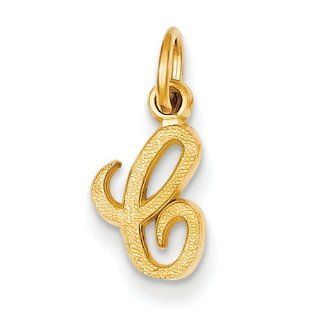 14K Yellow Gold Casted Initial C Charm Pendant 16mmx7mm: Jewelry