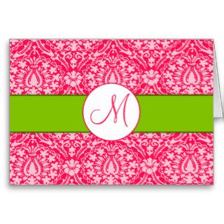 Pink Damask Note Cards