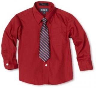 Izod Kids Boys 2 7 Long Sleeve Shirt and Tie Set, Deep Red, 04 Regular: Clothing