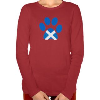 Scottish Flag Cat Paw Print T Shirt