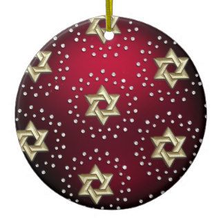 Gold and Crystal Star of David Hanukkah Ornament