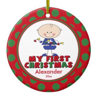 Baby's First Christmas Ornament Stick Figure Boy