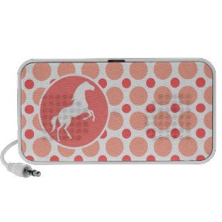 Horse; Pink & Coral Polka Dots Notebook Speakers