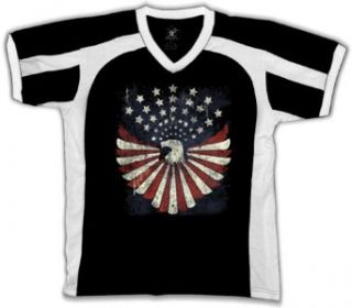 Bald Eagle American Flag Colors Mens Sports T shirt, Red White And Blue Eagle Design Sport Shirt, Small, Black/White: Clothing