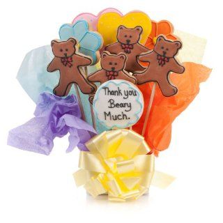 Thank You Beary Much Cookie Bouquet  9 Pc Bouquet : Sugar Cookies : Grocery & Gourmet Food