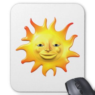 Yellow happy sun smiley face mouse mat
