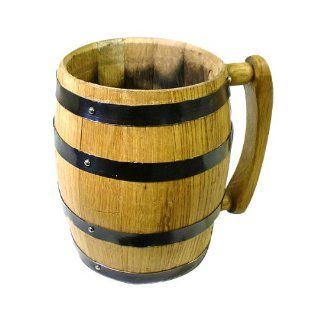 Oak Barrel Mug   1 Liter: Raw Wood   No Finish: Kitchen & Dining