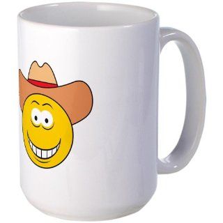 CafePress Cowboy Smiley Face Large Mug Large Mug   Standard: Kitchen & Dining