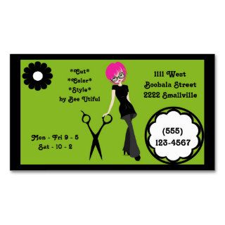 Hair stylist and spa pink haired beautician business card templates