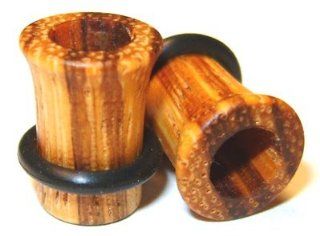 9/16" Inch 14.2mm Organic Zebrawood Single Flared Exotic Wood Tunnels: Body Piercing Plugs: Jewelry