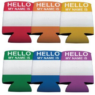 "Hello My Name is" (Primary) Party Koozie Set 2   Koozie Set of 6: Kitchen & Dining