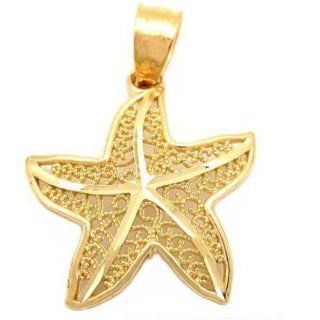 14k Gold Starfish Charm Sea Life Beach Jewelry 16.5mm: Jewelry