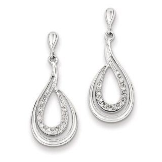 Sterling Silver Diamond Tear Drop Post Earrings: Jewelry