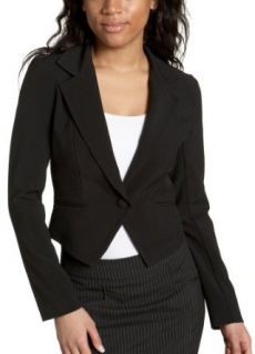 Necessary Objects Juniors One Button Tuxedo Jacket,Black,Medium: Clothing
