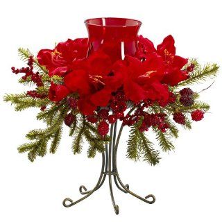 Nearly Natural 4927 Amaryllis Candelabrum, Red   Artificial Mixed Flower Arrangements