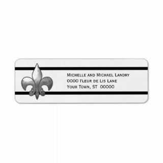 Silver Fleur de Lis with Black Stripes Custom Return Address Label