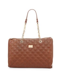 Lucile Quilted Faux Leather Duffel Bag, Brown   Christian Lacroix