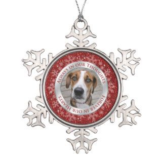 Pet Dog Memorial Photo Christmas Red Silver Ornament