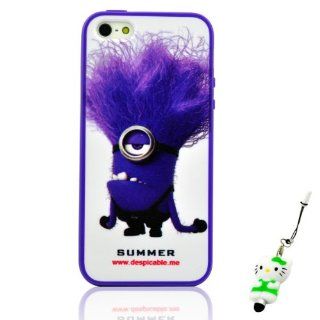 I Need(TM) Funny Purple Frame Despicable Me Purple Minion Style Snap on Hard Cover Case Compatible For Apple Iphone 5 + 3D Kitty Stylus Pen+I need Wristband Gift(Retail Package): Electronics