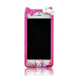 I Need 3D Adorable Hot Pink Candy and Cream Hello Kitty Soft Silicone Case Compatiable for Iphone5: Cell Phones & Accessories