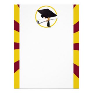 Graduation Cap w/Diploma   Gold & Red Letterhead Template
