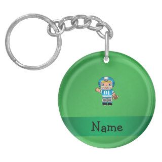 Personalized name football player green keychain