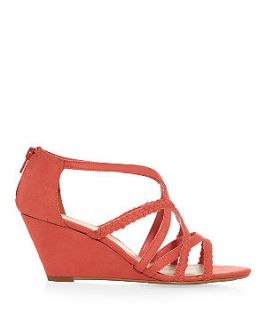 Wide Fit Coral Strappy Cross Over Wedge Sandals