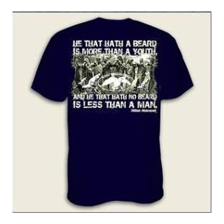 Duck Dynasty Shirt   Duck Commander Shirt   Shakespeare quote   "He that hath a beard is more than a youth, and he that hath no beard is less than a man"   Officially Licensed Shirt!! (Large, Navy Shakespeare): Clothing