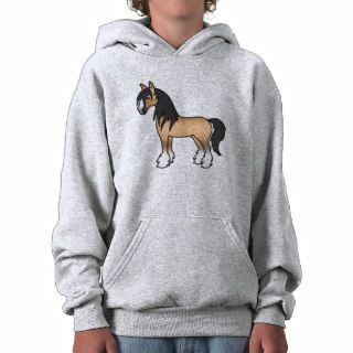 Buckskin Cartoon Gypsy Vanner Shire Horse Hooded Pullovers