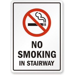 No Smoking in Stairway Sign Plastic, 10" x 7": Industrial Warning Signs: Industrial & Scientific