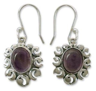 Amethyst dangle earrings, 'Fire Goddess': Jewelry