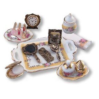 Reutter Porcelain French Rose Miniature Makeup Table Set: Toys & Games