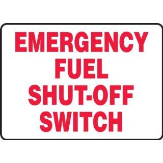 Accuform Signs MCHL572VA Aluminum Safety Sign, Legend "EMERGENCY FUEL SHUT OFF SWITCH", 10" Length x 14" Width x 0.040" Thickness, Red on White: Industrial Warning Signs: Industrial & Scientific