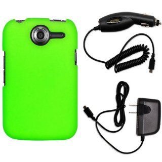 CoverON Pantech Renue Hard Rubberized Slim Case Bundle with Black Micro USB Home Charger & Car Charger   Neon Green: Cell Phones & Accessories